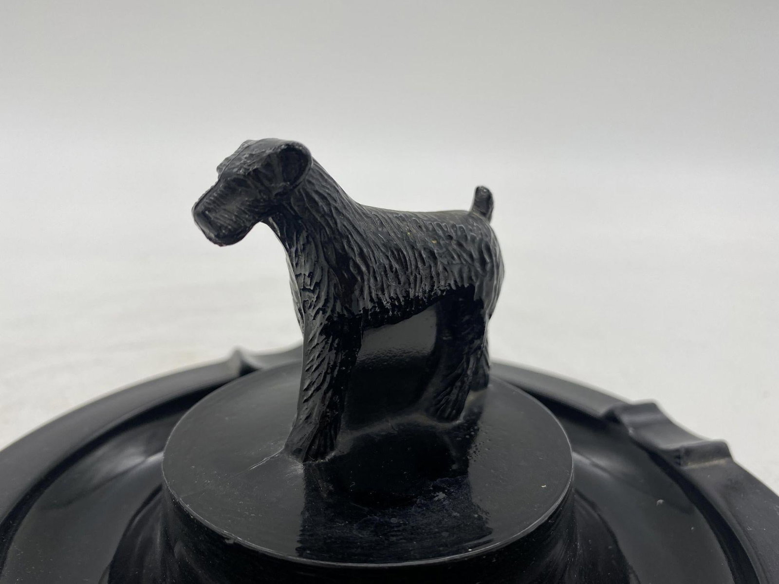 Greenburg Black Art Deco Black Glass Terrier Ashtray - 4