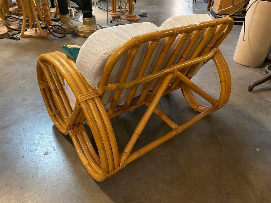 Restored Child Size 3-Strand Round Full Pretzel Rattan Sofa & Lounge Chair - 3
