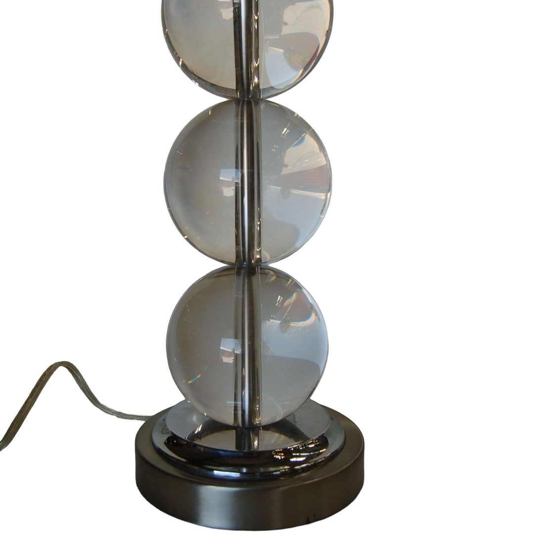 Large Stacked Three Large Crystal Ball Table Lamp - 2