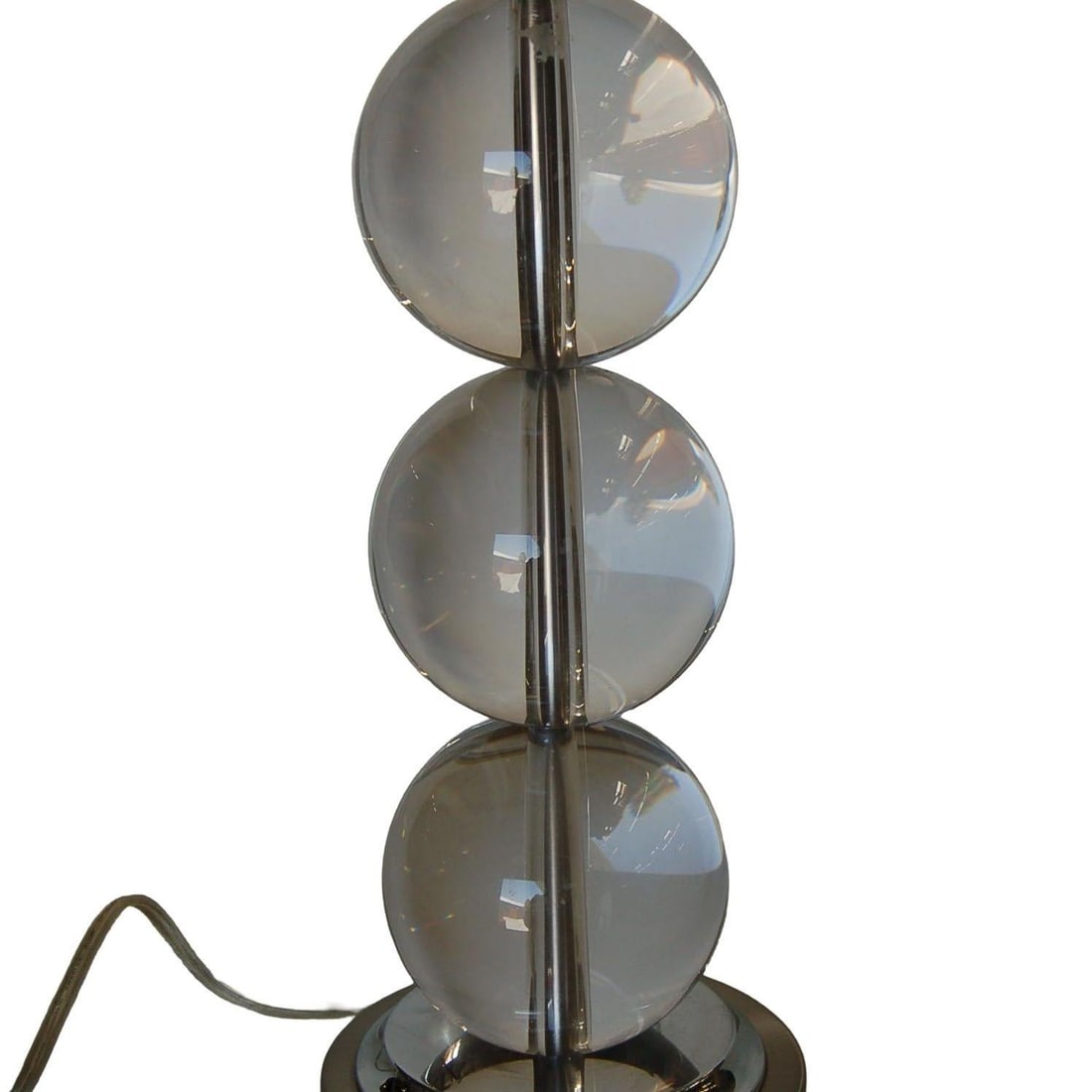 Large Stacked Three Large Crystal Ball Table Lamp - 3