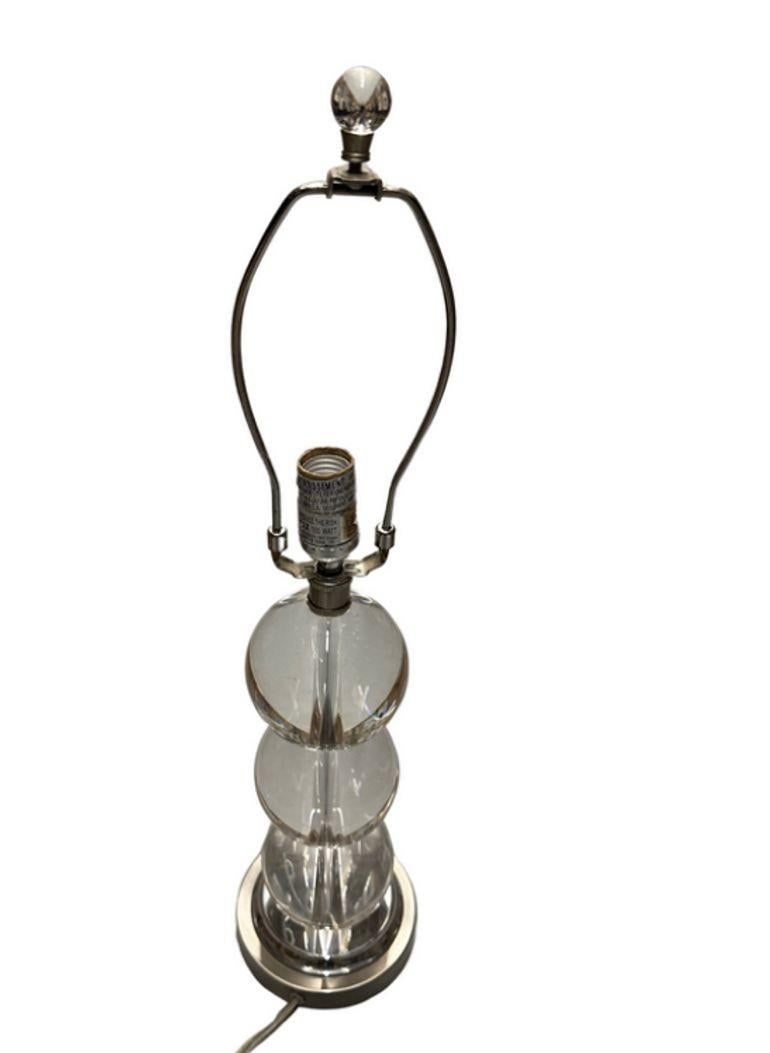 Large Stacked Three Large Crystal Ball Table Lamp - 5
