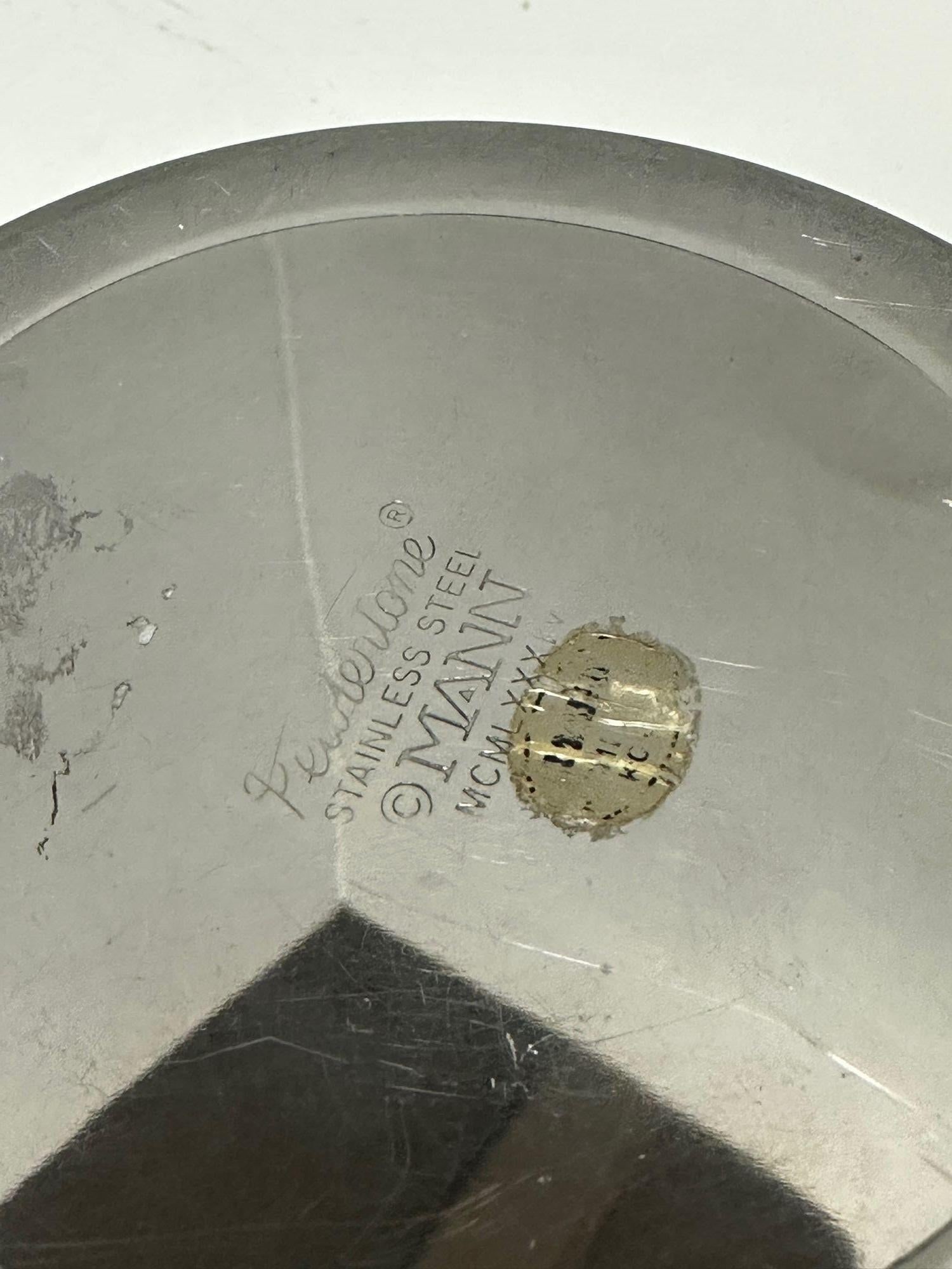 1980's Vintage Post Modern Stainless Steel Devo Maya Bowl Pewtertone by Mann - 4