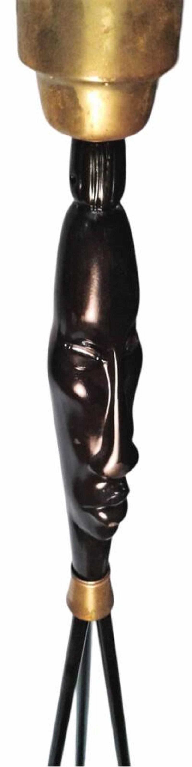 Mid-Century Frederic Weinberg Floor Lamp Mask Man Ray Tiki - 2