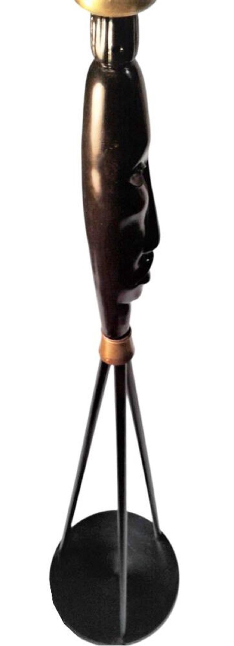 Mid-Century Frederic Weinberg Floor Lamp Mask Man Ray Tiki - 4