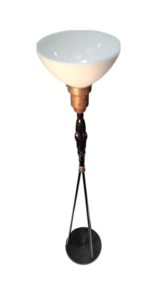 Mid-Century Frederic Weinberg Floor Lamp Mask Man Ray Tiki - 5