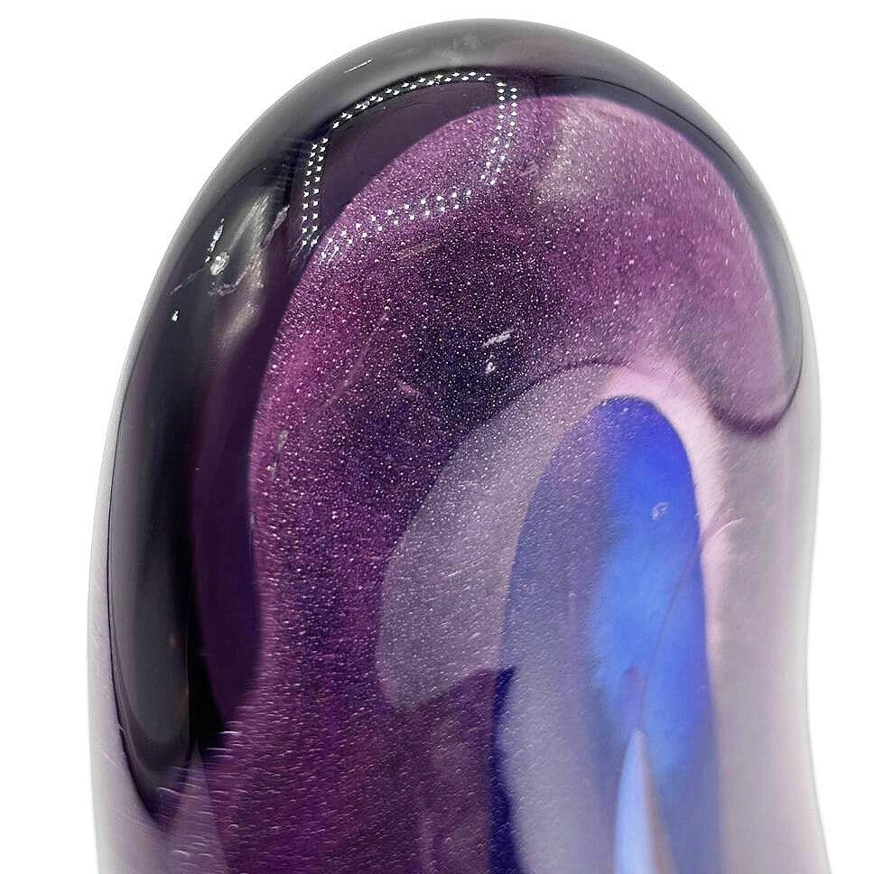 Mid-century Tear Drop Blue and Purple Murano Sommerso Art Glass Sculpture - 4
