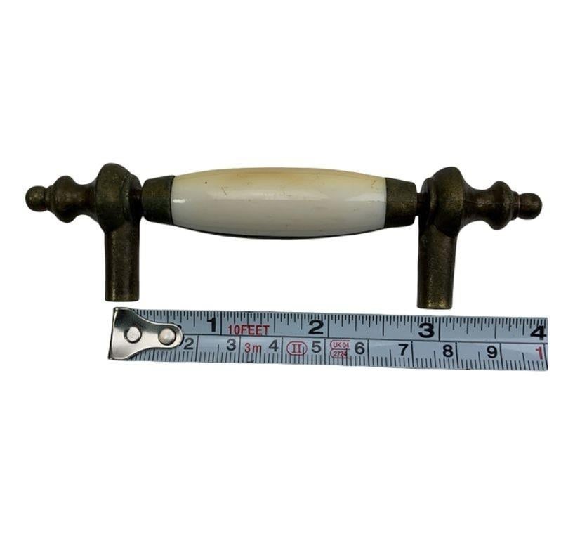 5" Patinaed Brass & Porcelain Drawer Pull Handle w/ Steeple Tips , Set of 29 - 3