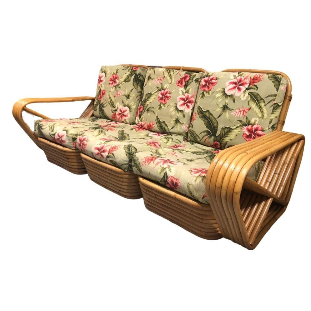 Restored Rattan Six Strand Square Pretzel Sofa - 3
