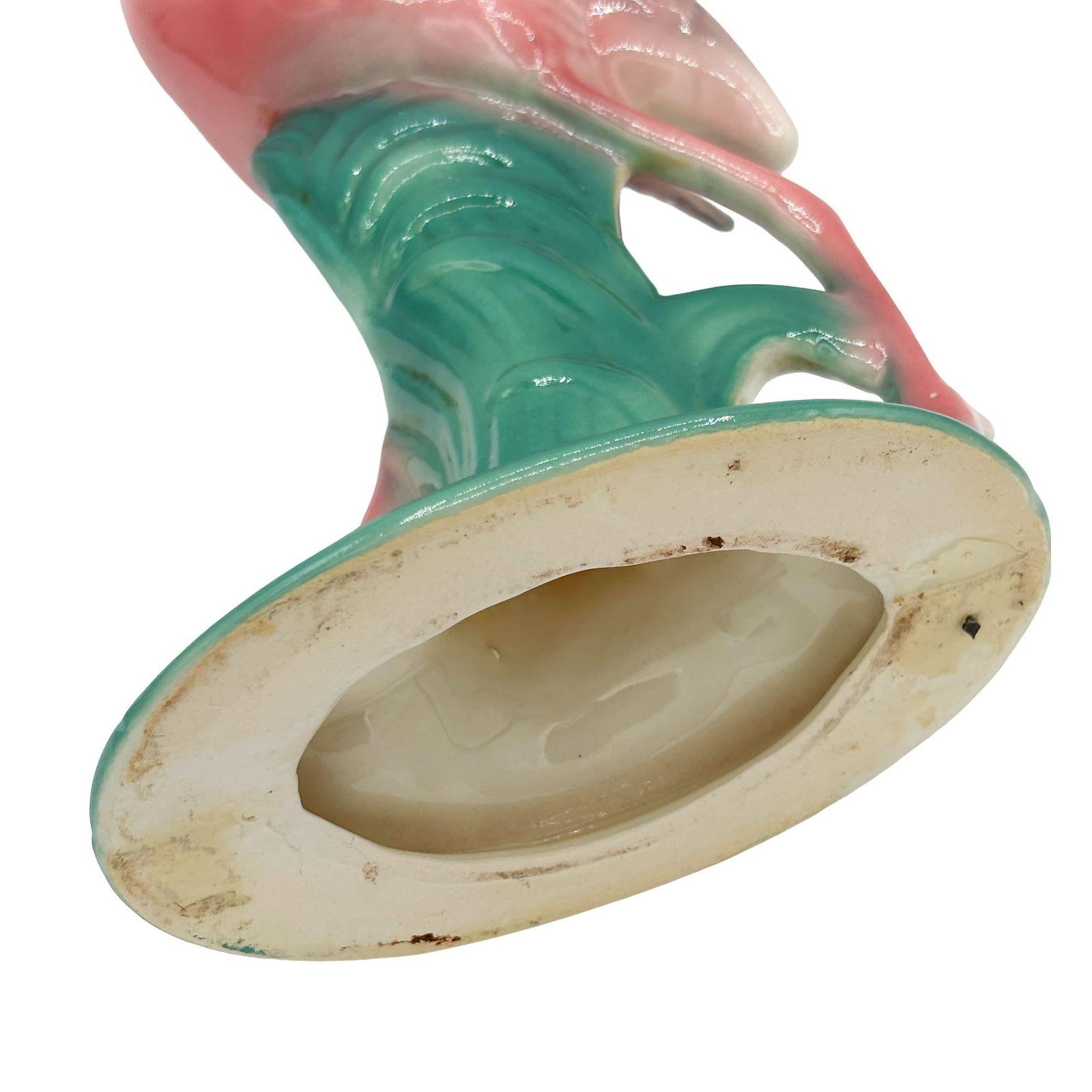Mid-century 11" Tall Open Wing Pink Flamingo Ceramic Tabletop Statue, Pair - 4