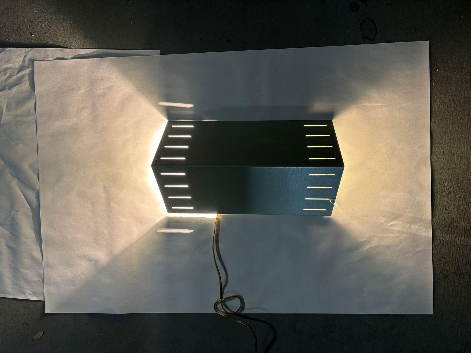 Mid-century Googie Geometric Enameled Steel Wall Sconce w/ Slots , 47 Available - 3