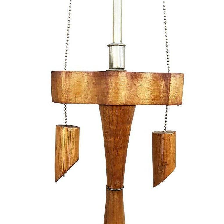 Restored High Style Koa Wood & Rattan Sculptural Floor Lamp w Ricemat Wrap, Pair - 5