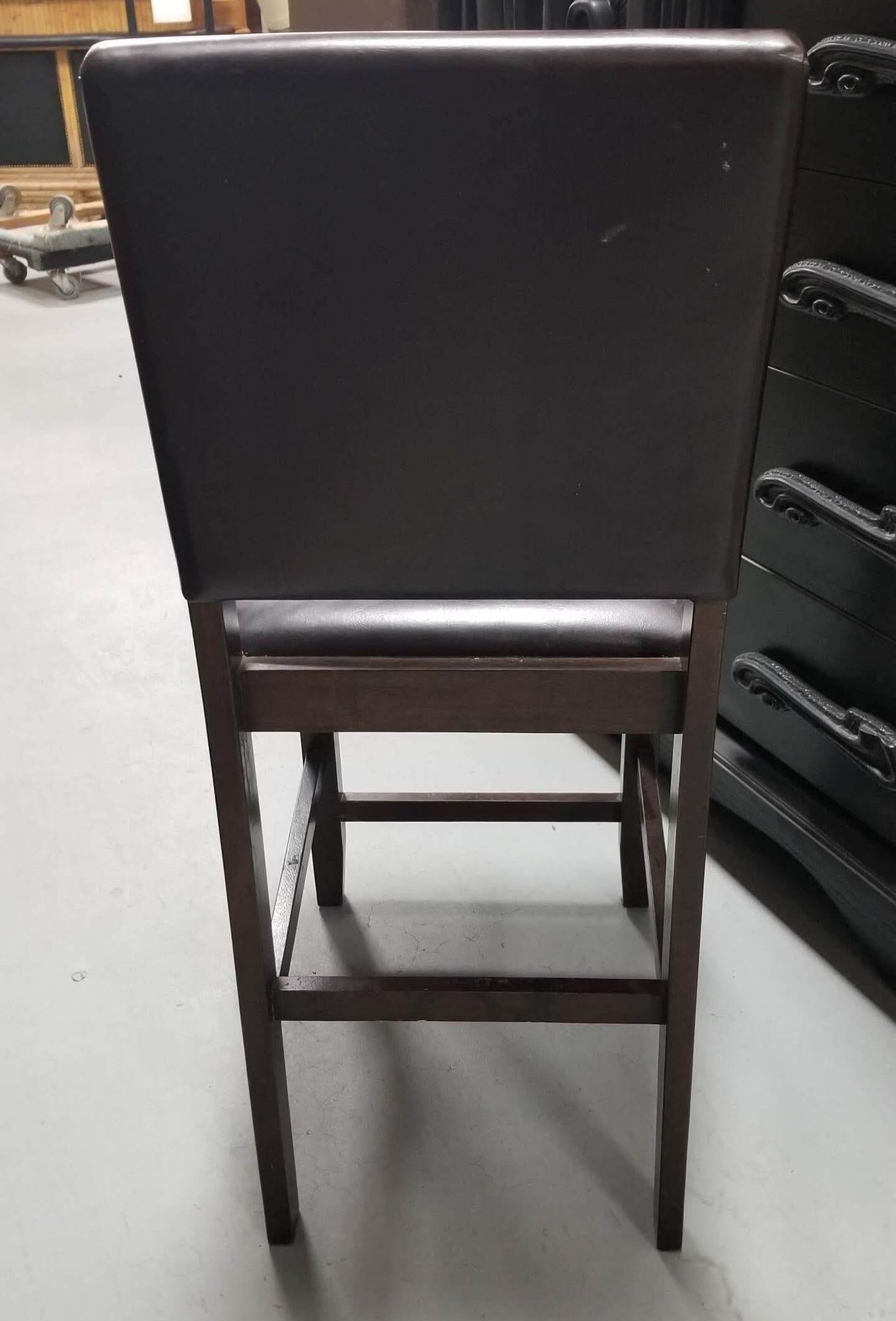 Dark Brown Leather Counter Bar Stool Set of 3 - 5