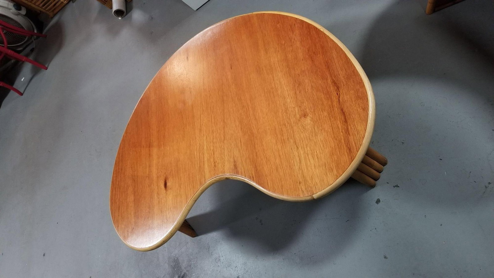 Restored Rattan and Mahogany Biomorphic Coffee Table - 3