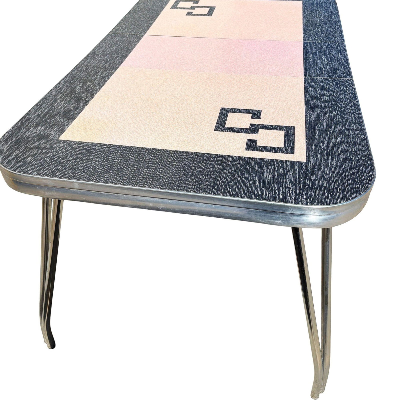 Mid-century Pink & Black Formica & Polished Chrome Kitchennette Dining Table - 2