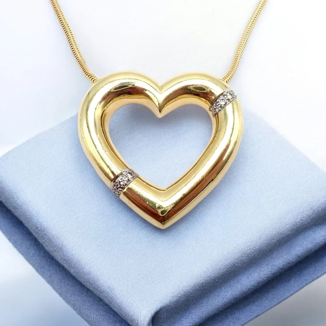Vintage Tiffany & Co Picasso 18k Yellow Gold Diamond Large Heart Necklace: Vintage Tiffany & Co Picasso 18k Yellow Gold Diamond Large Heart Necklace Vintage Tiffany & Co Picasso 18k Yellow Gold Diamond Large Heart Necklace Product Description About This Piece: The Tiffany & 