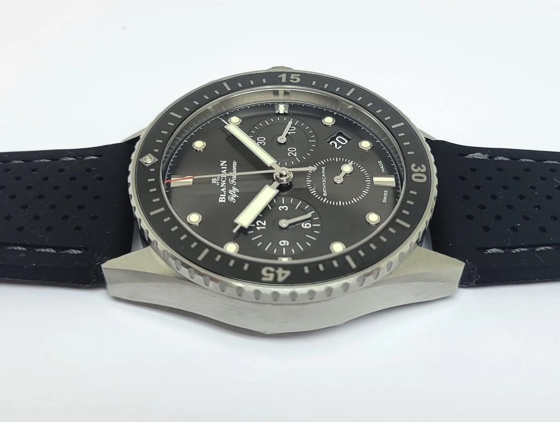 Mens Blancpain Fifty Fathoms Bathyscaphe Chronograph 43MM Grey Dial* EXLNT - 8