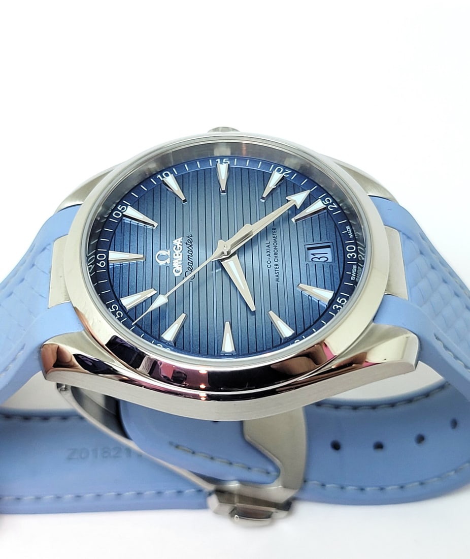 Men's S/Steel OMEGA SEAMASTER Automatic CHRONOMETER Summer Blue Dial Watch EXLNT - 10