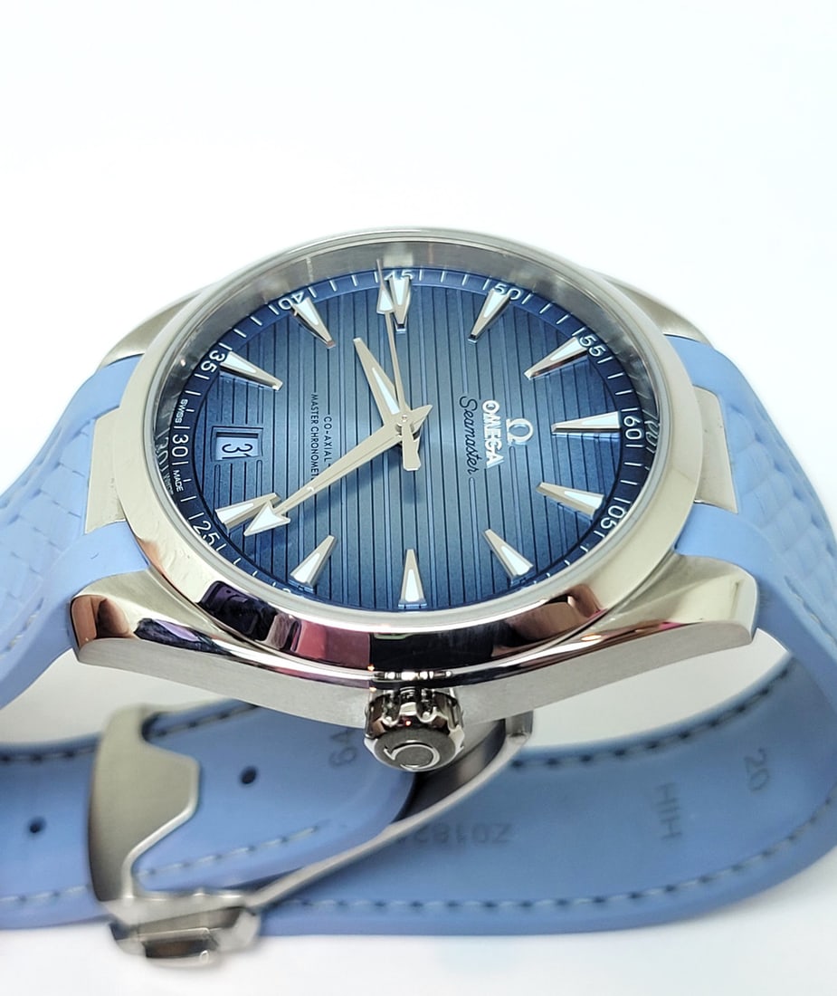 Men's S/Steel OMEGA SEAMASTER Automatic CHRONOMETER Summer Blue Dial Watch EXLNT - 9