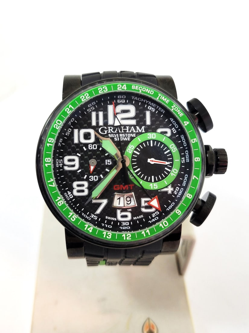 Men's GRAHAM GRAND SILVERSTONE STOWE Chronograph GMT Automatic Black PVD Watch (1 of 11)