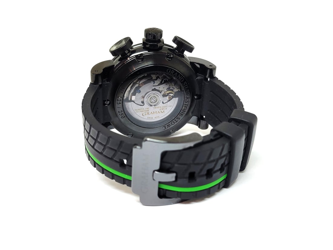 Men's GRAHAM GRAND SILVERSTONE STOWE Chronograph GMT Automatic Black PVD Watch - 5