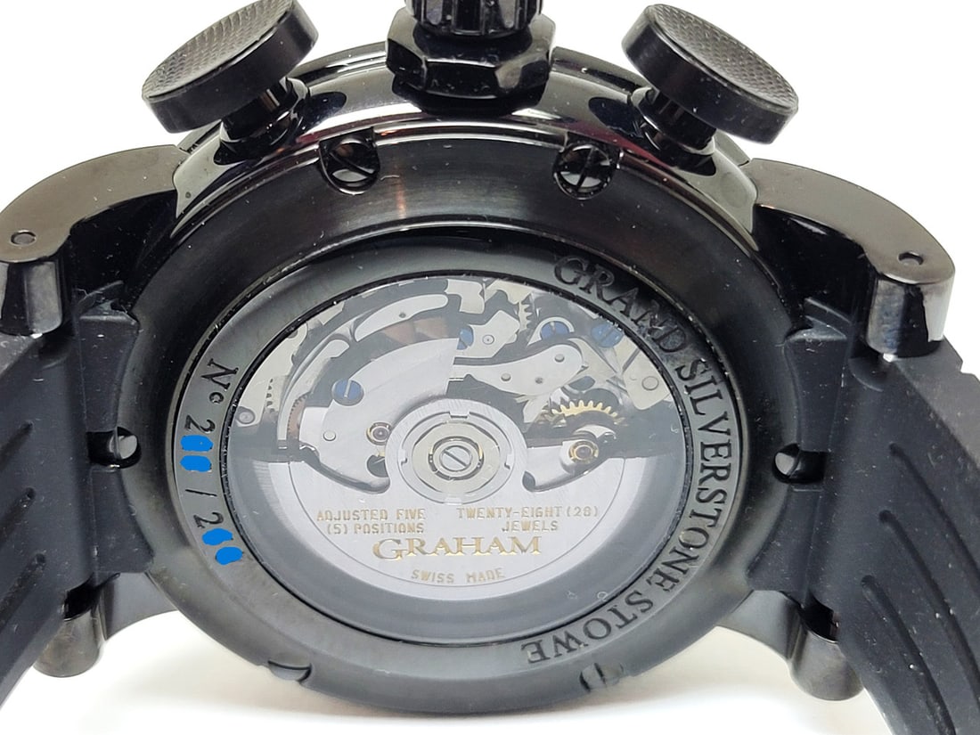 Men's GRAHAM GRAND SILVERSTONE STOWE Chronograph GMT Automatic Black PVD Watch - 6