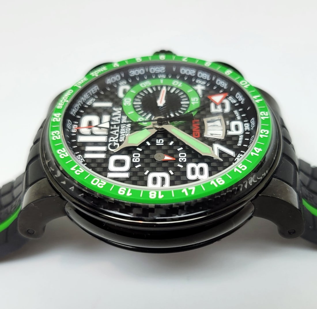 Men's GRAHAM GRAND SILVERSTONE STOWE Chronograph GMT Automatic Black PVD Watch - 9