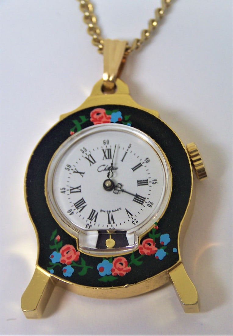 Gold Plated CHATEAU Ladies Pendant Winding Watch with 22 Inches Goldfilled Chain: Gold Plated CHATEAULadies Pendant Winding Watch with 22 Inches Goldfilled Chain? This Ladies CHATEAU watch is Swiss made. Great present for yourself or someone you love! * Base metal case in 18k elect
