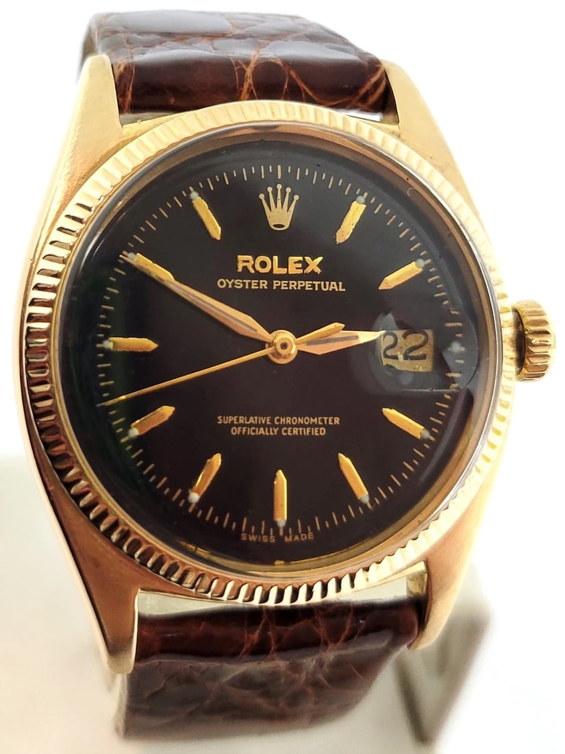 Solid 18k Rose Gold ROLEX Bubble Back Automatic Watch 1960s Ref 6605* EXLNT RARE (1 of 9)