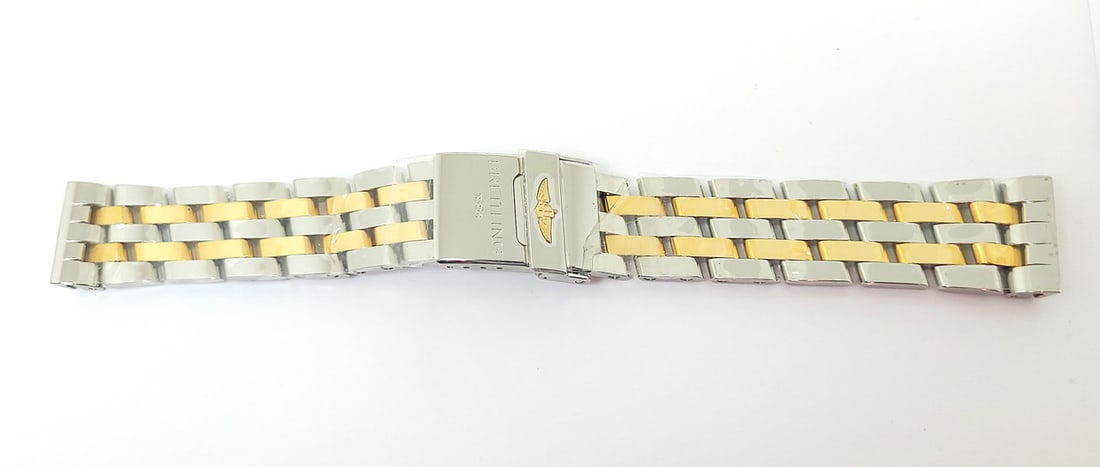 New Original S/Steel & 18k BREITLING Watch Bracelet W4308 Model 20 mm (1 of 7)