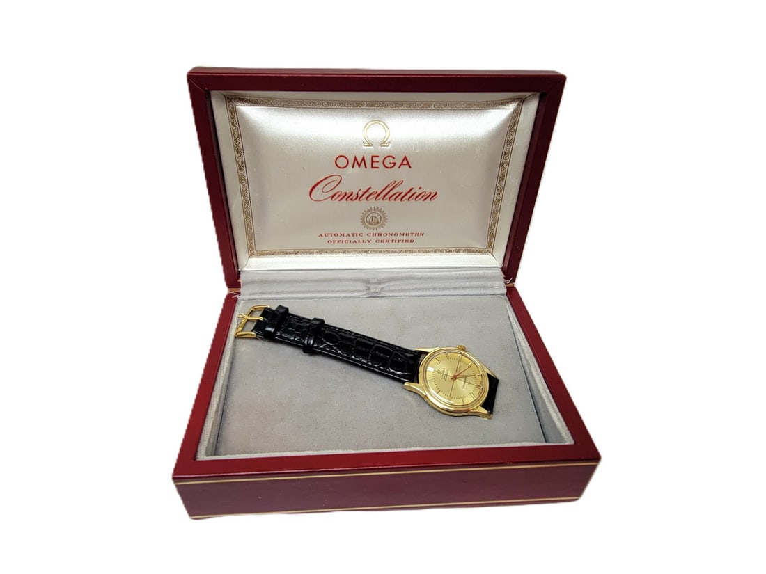 Vintage 18k OMEGA CONSTELLATION Automatic Watch 1960s Cal 551* 14381/2* EXLNT - 12