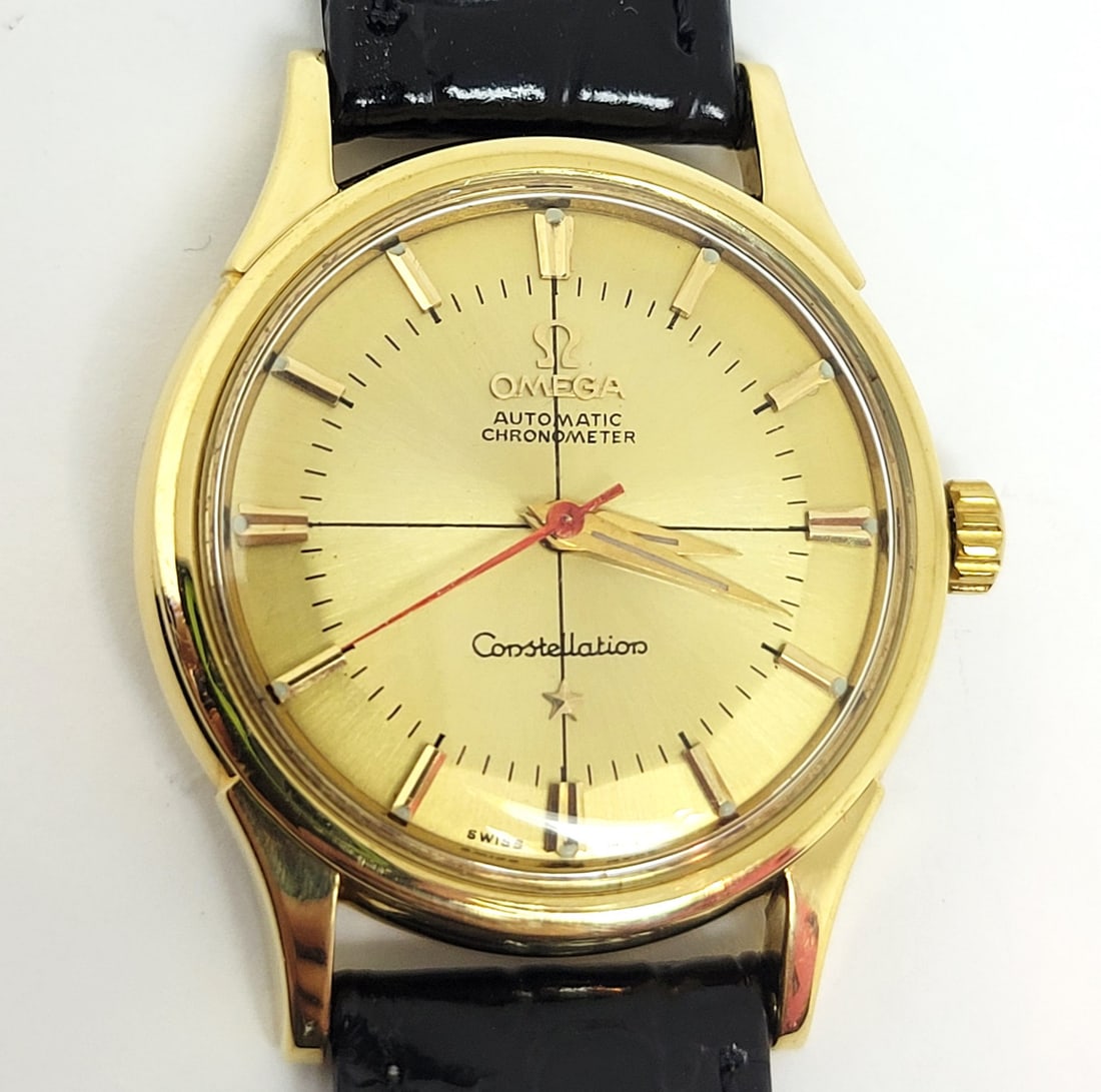 Vintage 18k OMEGA CONSTELLATION Automatic Watch 1960s Cal 551* 14381/2* EXLNT - 9