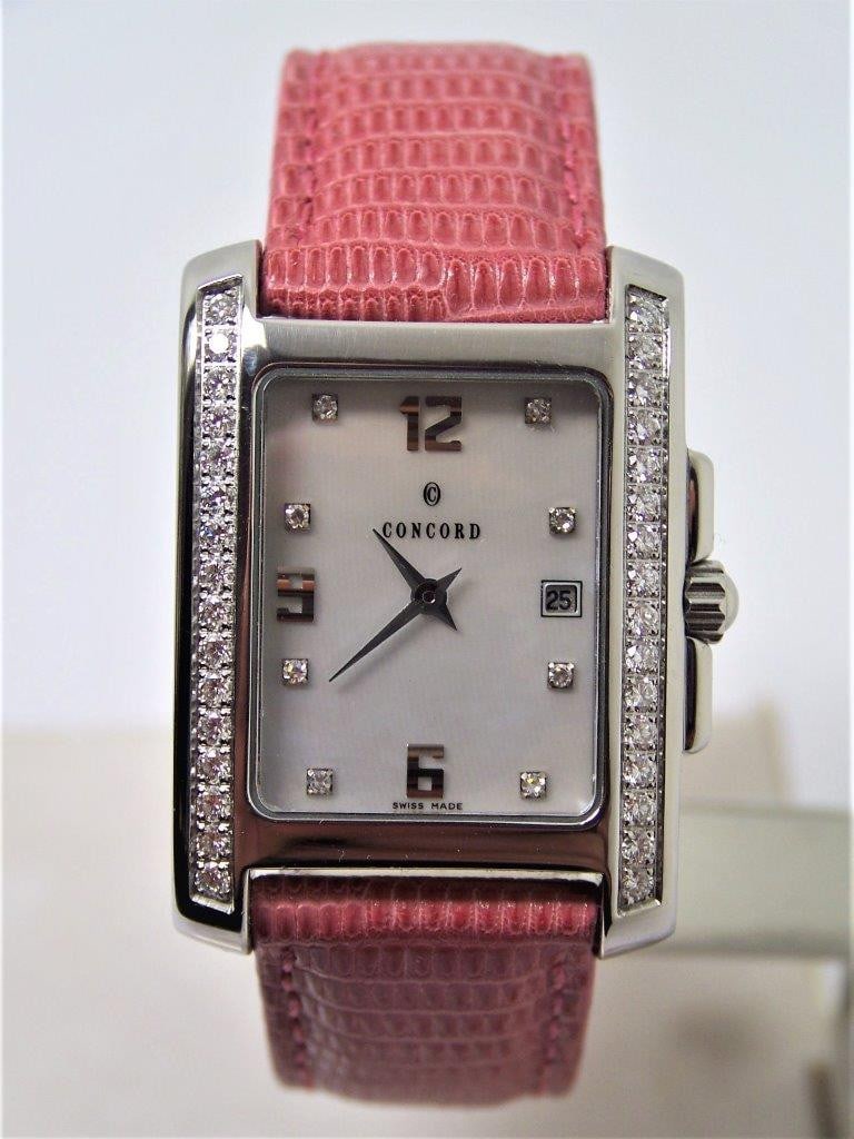 Ladies S/Steel CONCORD SPORTIVO Watch w/Daimonds & Mother of Pearl 14.36.622.1: Ladies S/Steel CONCORD SPORTIVO Watch w/Diamonds & Mother of Pearl 14.36.622.1? This Ladies Concord watch is Swiss made Great present for your loved one or yourself! * Stainless steel case & back cove