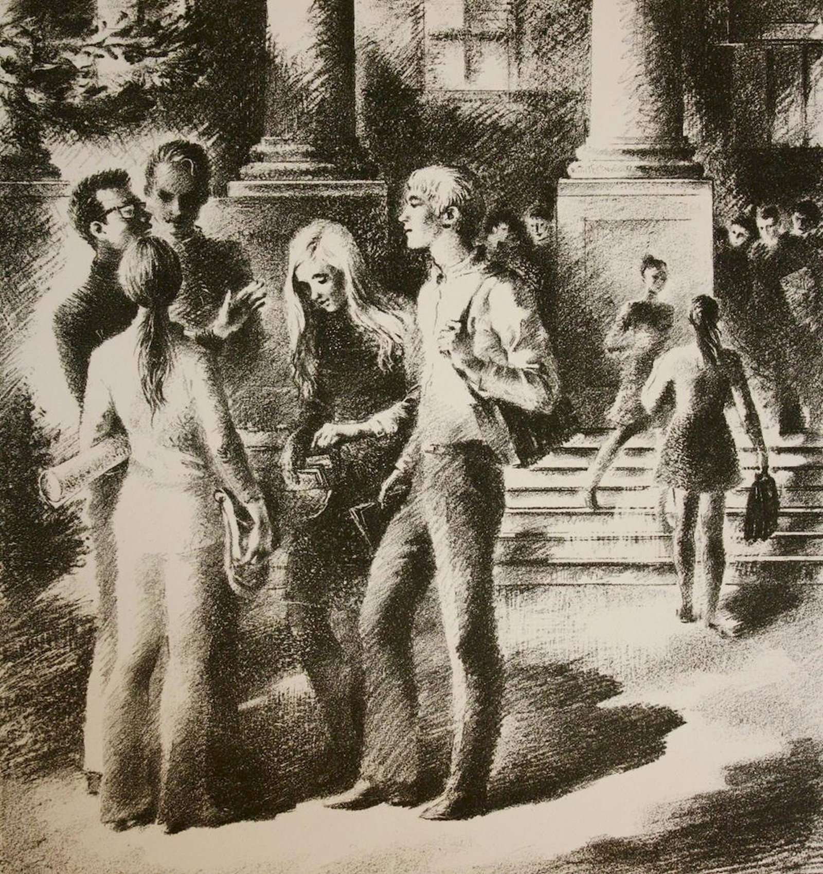 Morozova Vira (Ukrainian artist), "Spring session", coal on paper: Title: Morozova Vira (Ukrainian artist), "Spring session", coal on paper Description: ARTIST: Morozova Vira Leonidivna, Ukrainian artist TITLE: "Spring session" SIZE: 41 x 38 cm, (16 1/4 x 15 in.) MED