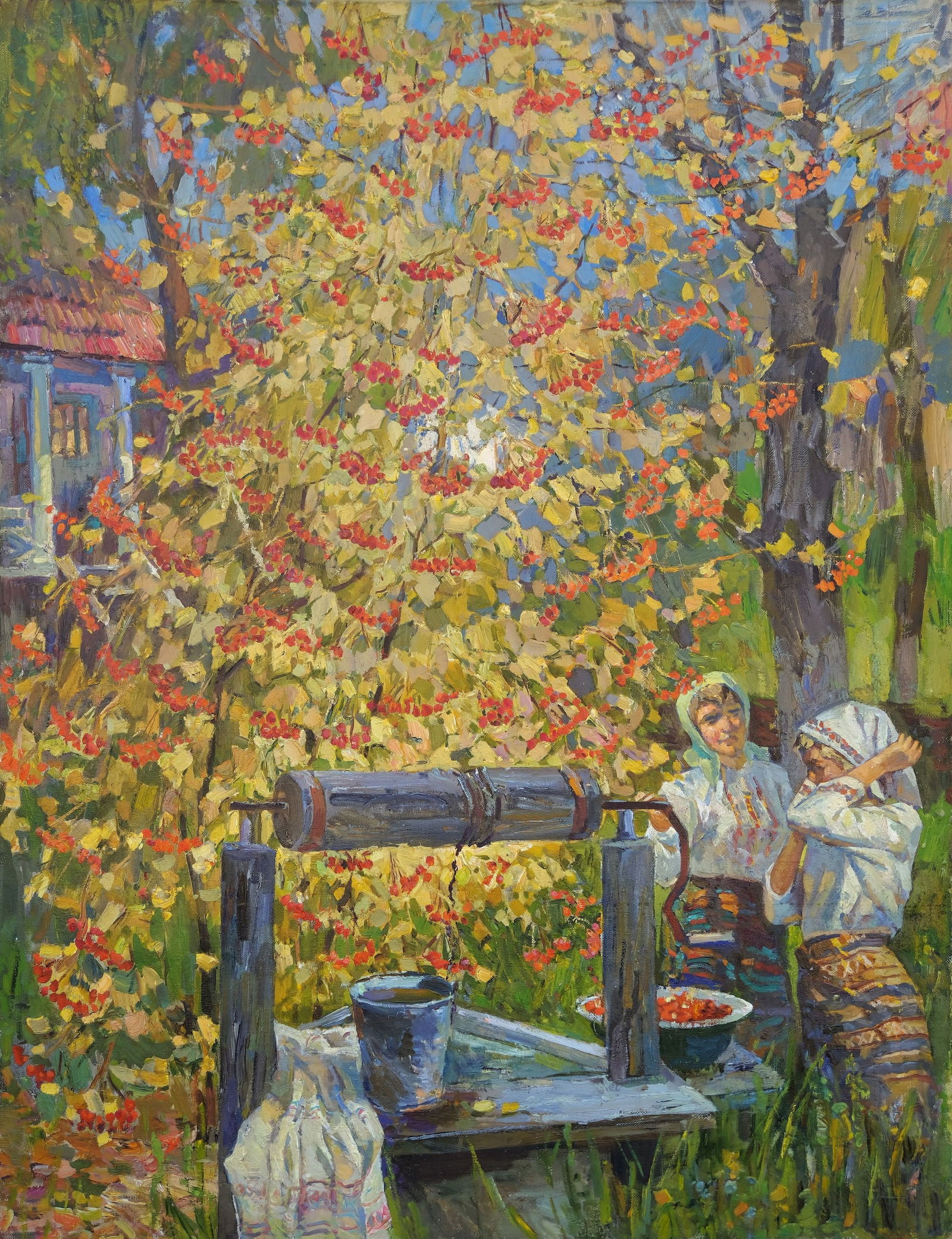 Kokin Mykhaylo (Ukrainian artist), "Guelder rose", oil on canvas: Title: Kokin Mykhaylo (Ukrainian artist), "Guelder rose", oil on canvas Description: ARTIST: Kokin Mykhaylo Oleksandrovich, Ukrainian artist TITLE: "Guelder rose" SIZE: 130 x 100 cm, (51 1/6 x 39 3/8 