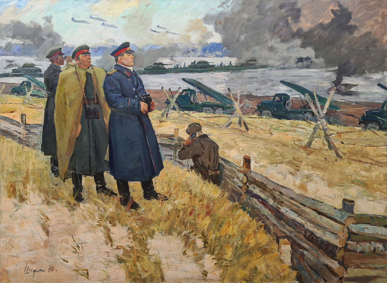 Shifman Isaak (Ukrainian artist), "Military commanders", oil on canvas: Title: Shifman Isaak (Ukrainian artist), "Military commanders", oil on canvas Description: ARTIST: Shifman Isaak Grigorievich, Ukrainian artist TITLE: "Military commanders" SIZE: 120 x 160 cm, (47 1/4