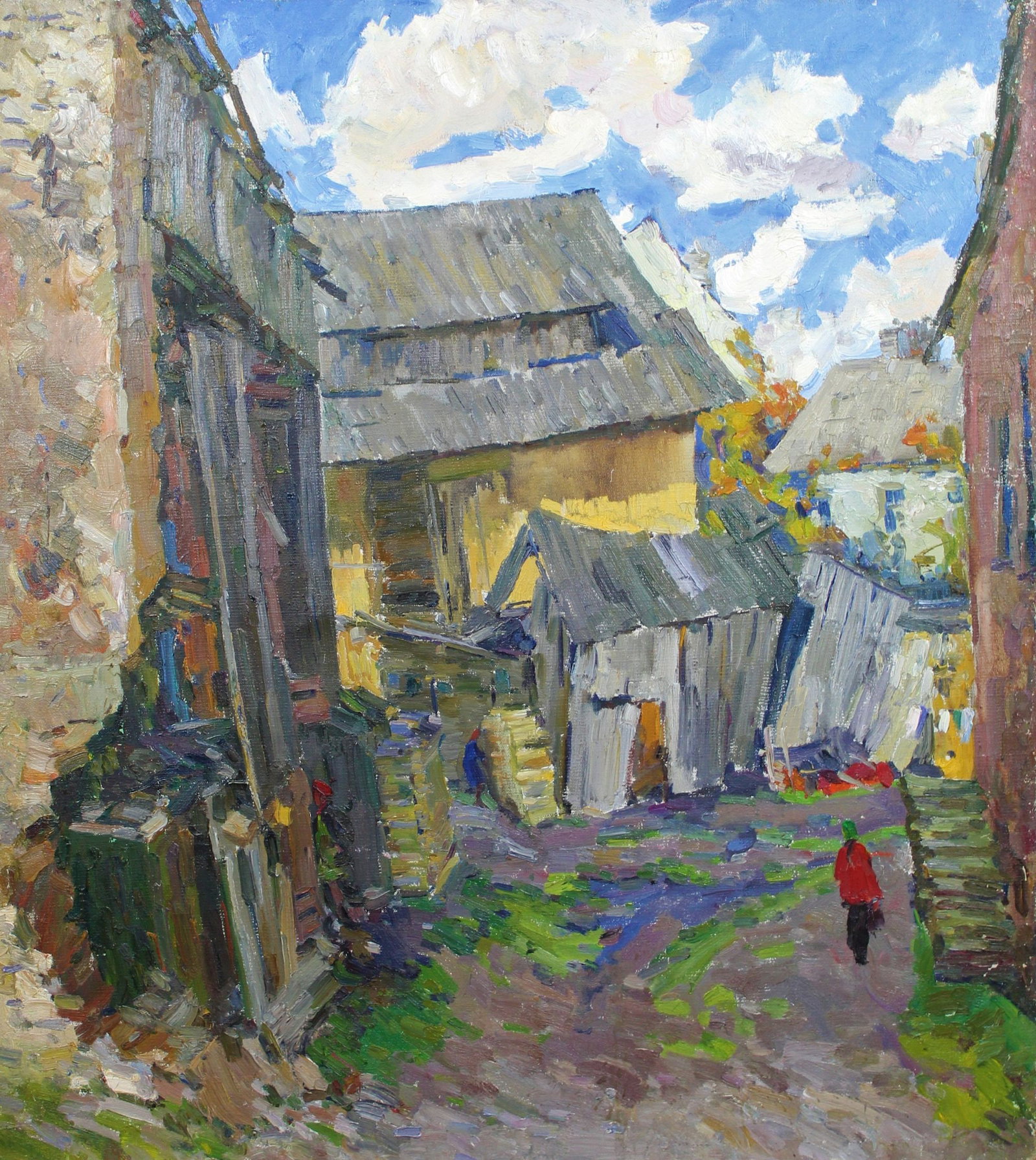 Gorbachenko Volodymyr (Ukrainian artist), "Old street", oil on canvas: Title: Gorbachenko Volodymyr (Ukrainian artist), "Old street", oil on canvas Description: ARTIST: Gorbachenko Volodymyr Semenovich, Ukrainian artist TITLE: "Old street" SIZE: 100 x 90 cm, (39 1/4 x 35