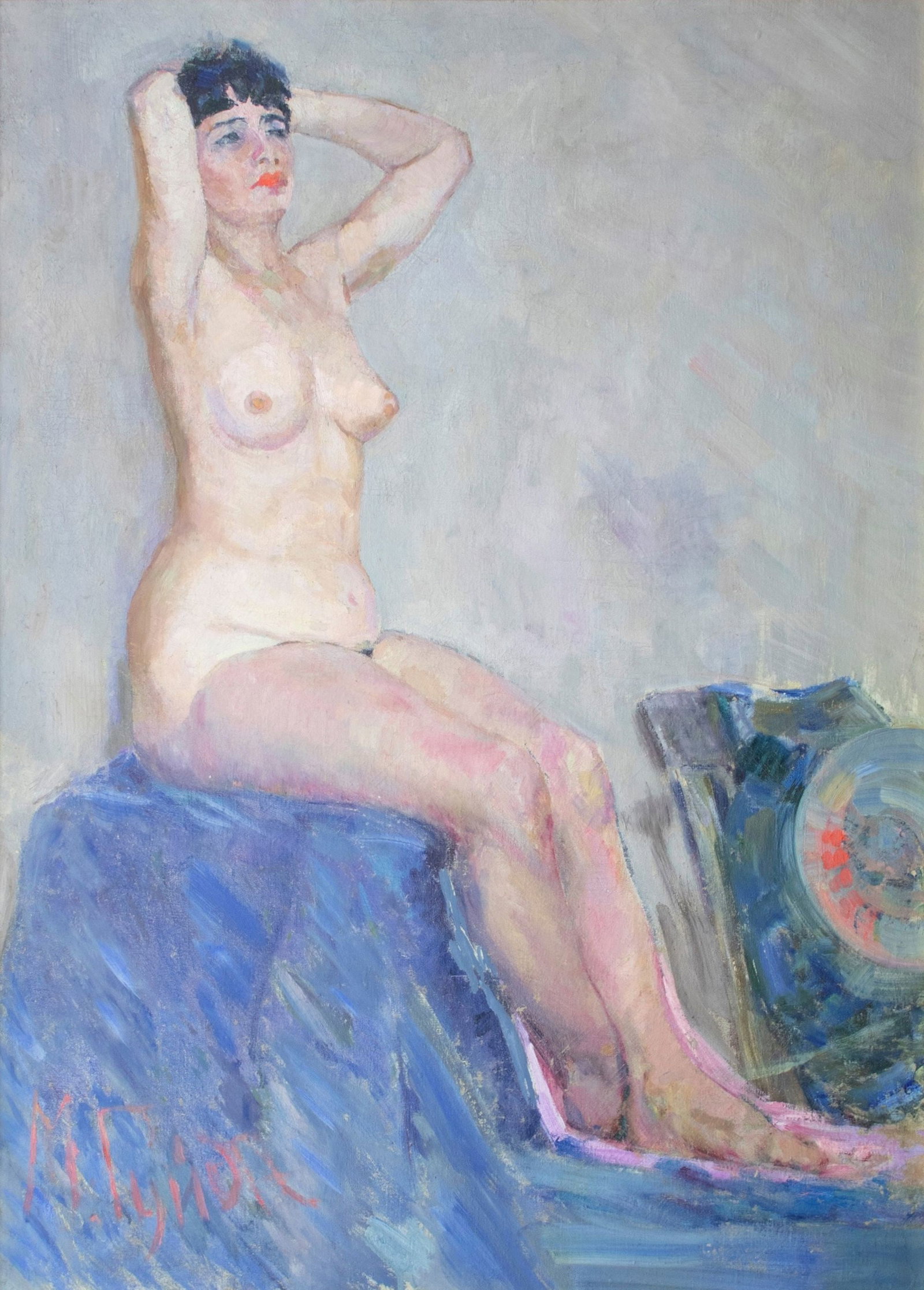 Gyuda Mykhaylo (Ukrainian artist), "Figure", oil on canvas: Title: Gyuda Mykhaylo (Ukrainian artist), "Figure", oil on canvas Description: ARTIST: Gyuda Mykhaylo Evgenovich, Ukrainian artist TITLE: "Figure" SIZE: 124 x 89 cm, (48 3/4 x 35 in.) MEDIUM: oil on c