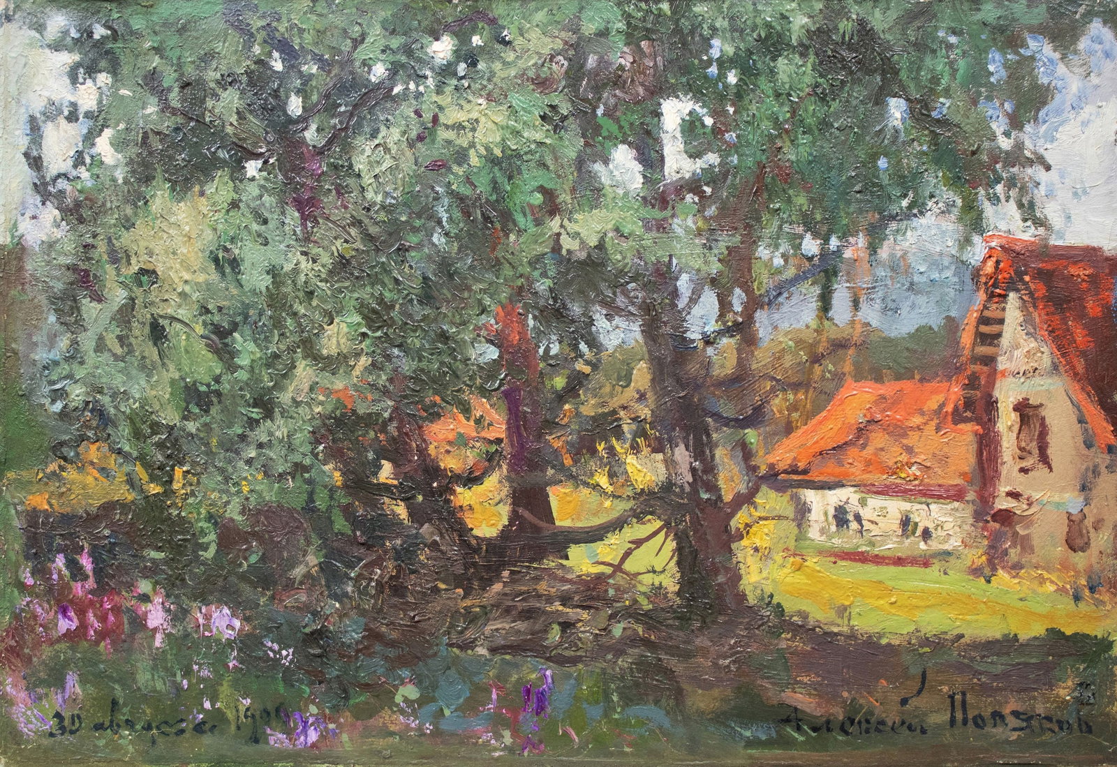Polyakov Olexiy (Ukrainian artist), "Country motive", oil on canvas: Title: Polyakov Olexiy (Ukrainian artist), "Country motive", oil on canvas Description: ARTIST: Polyakov Olexiy Ivanovich, Ukrainian artist TITLE: "Country motive" SIZE: 41 x 59 cm, (16 1/4 x 23 1/4 i