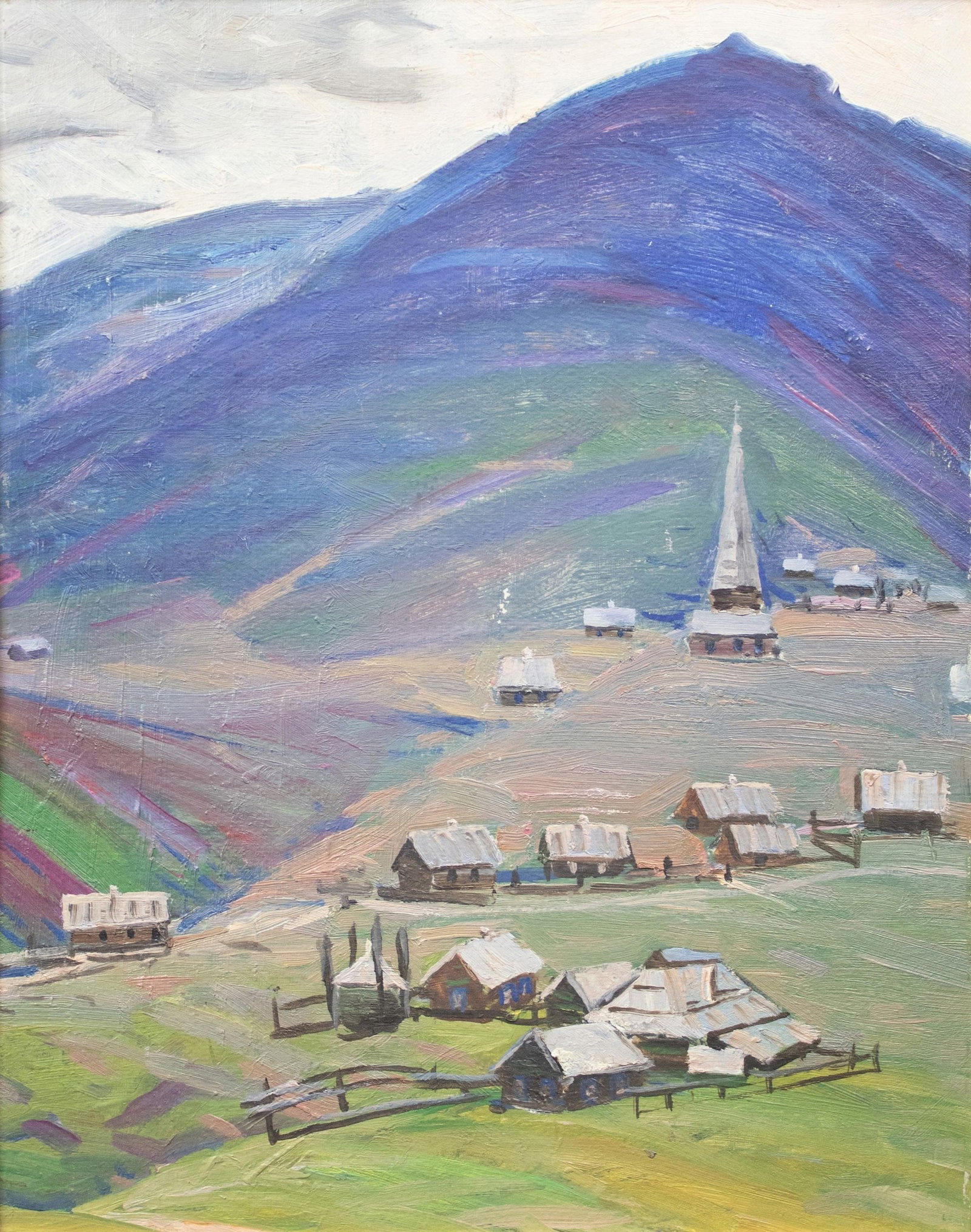 Tyukha Ivan (Ukrainian artist), "Old village", oil on cardboard (1 of 4)