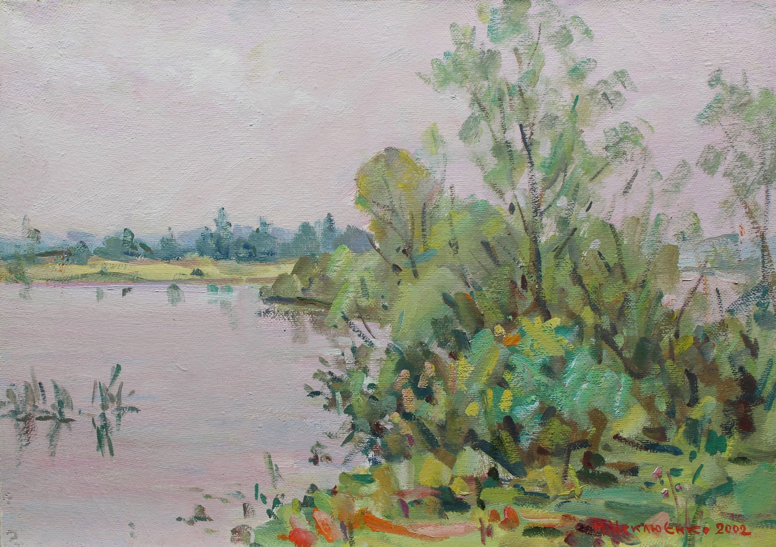 Neklyuenko Mykola (Ukrainian artist), "By the river", oil on canvas: Title: Neklyuenko Mykola (Ukrainian artist), "By the river", oil on canvas Description: ARTIST: Neklyuenko Mykola Pavlovich, Ukrainian artist TITLE: "By the river" SIZE: 34 x 48 cm, (13 2/4 x 19 in.) 