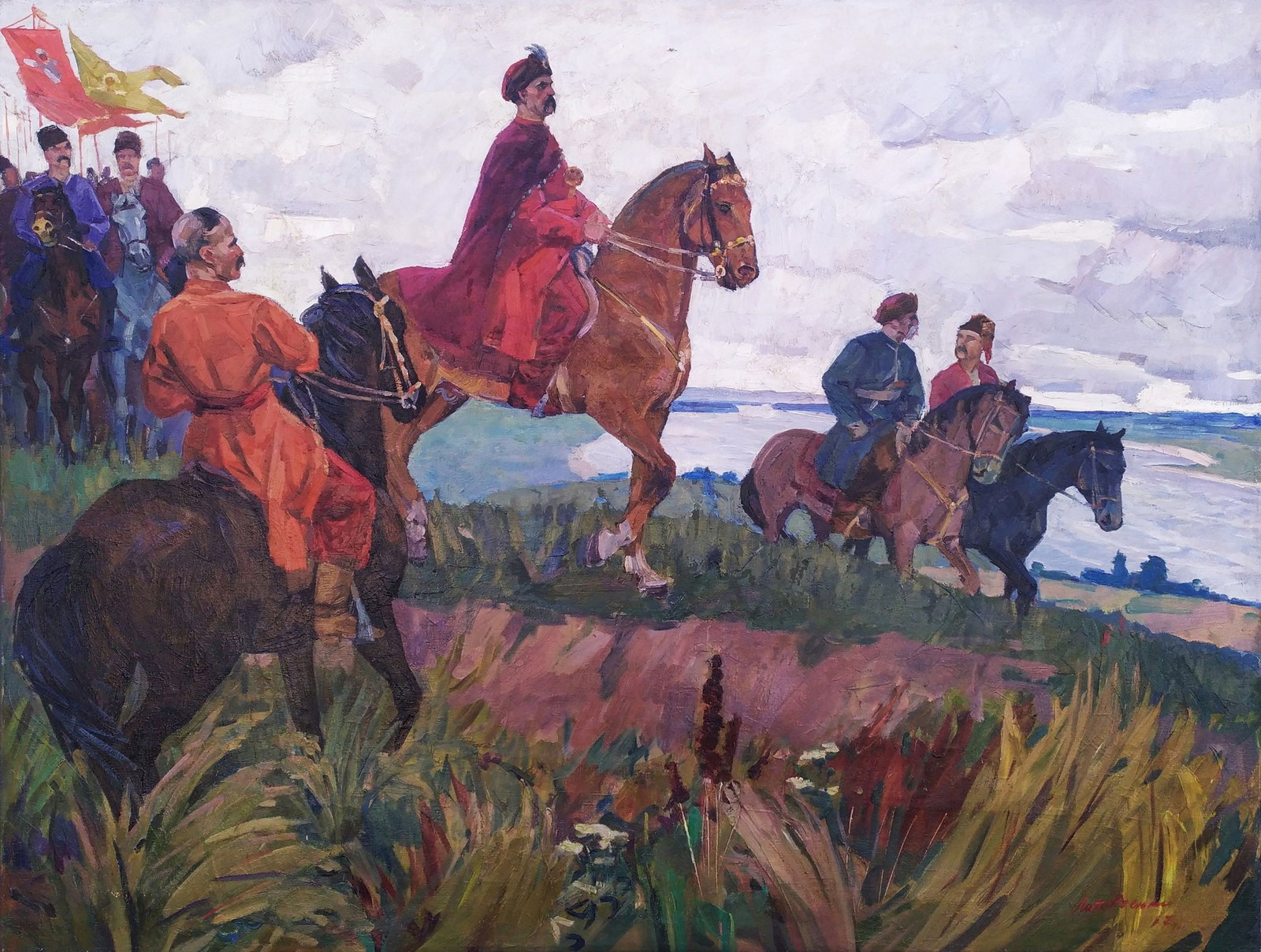 Lytovchenko Boris (Ukrainian artist), "Cossacks on a campaign", oil on canvas: Title: Lytovchenko Boris (Ukrainian artist), "Cossacks on a campaign", oil on canvas Description: ARTIST: Lytovchenko Boris Olexandrovych, Ukrainian artist TITLE: "Cossacks on a campaign" SIZE: 120 x 