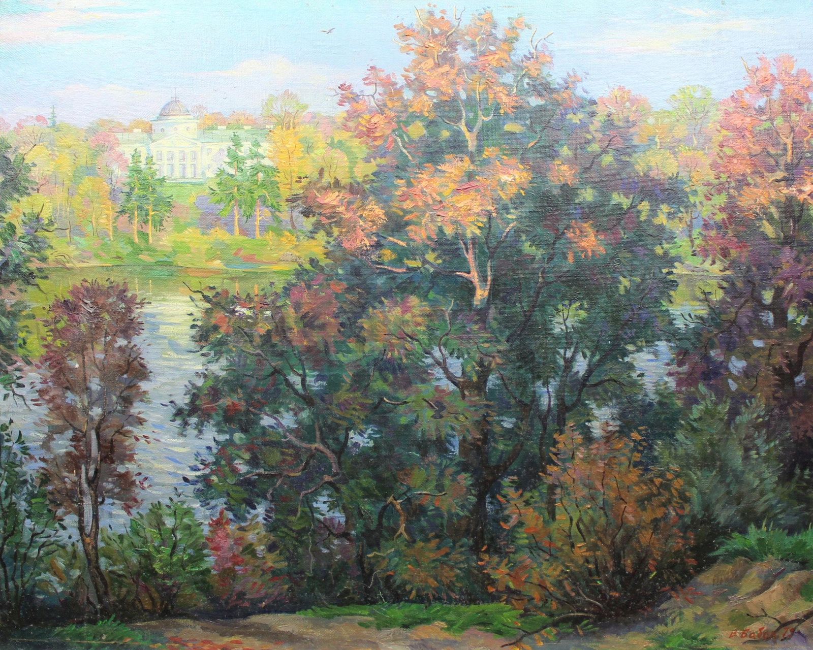 Babak Volodymyr (Ukrainian artist), "Lake", oil on canvas: Title: Babak Volodymyr (Ukrainian artist), "Lake", oil on canvas Description: ARTIST: Babak Volodymyr Mykolayovich, Ukrainian artist TITLE: "Lake" SIZE: 73 x 92 cm, (28 3/4 x 36 1/4 in.) MEDIUM: oil o