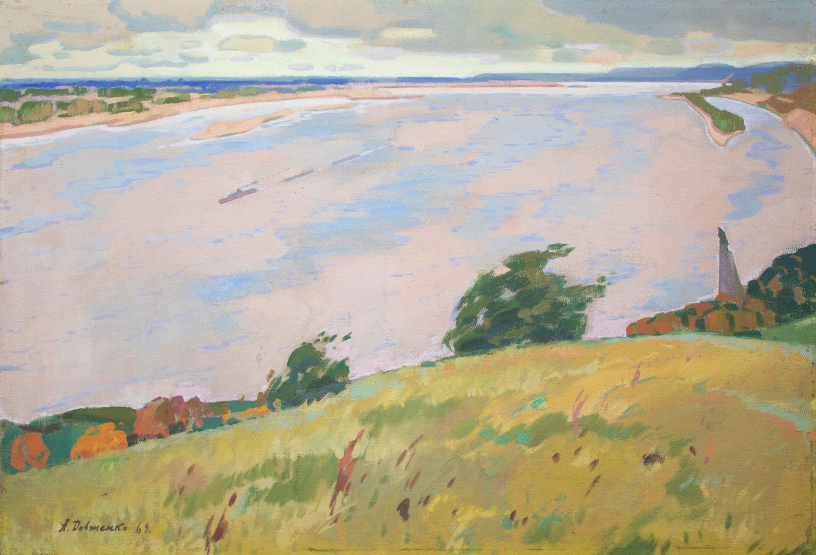 Dovzhenko Anatoly (Ukrainian artist), "View of the Dnieper from Tarasova mountain in Kanev", oil on (1 of 5)