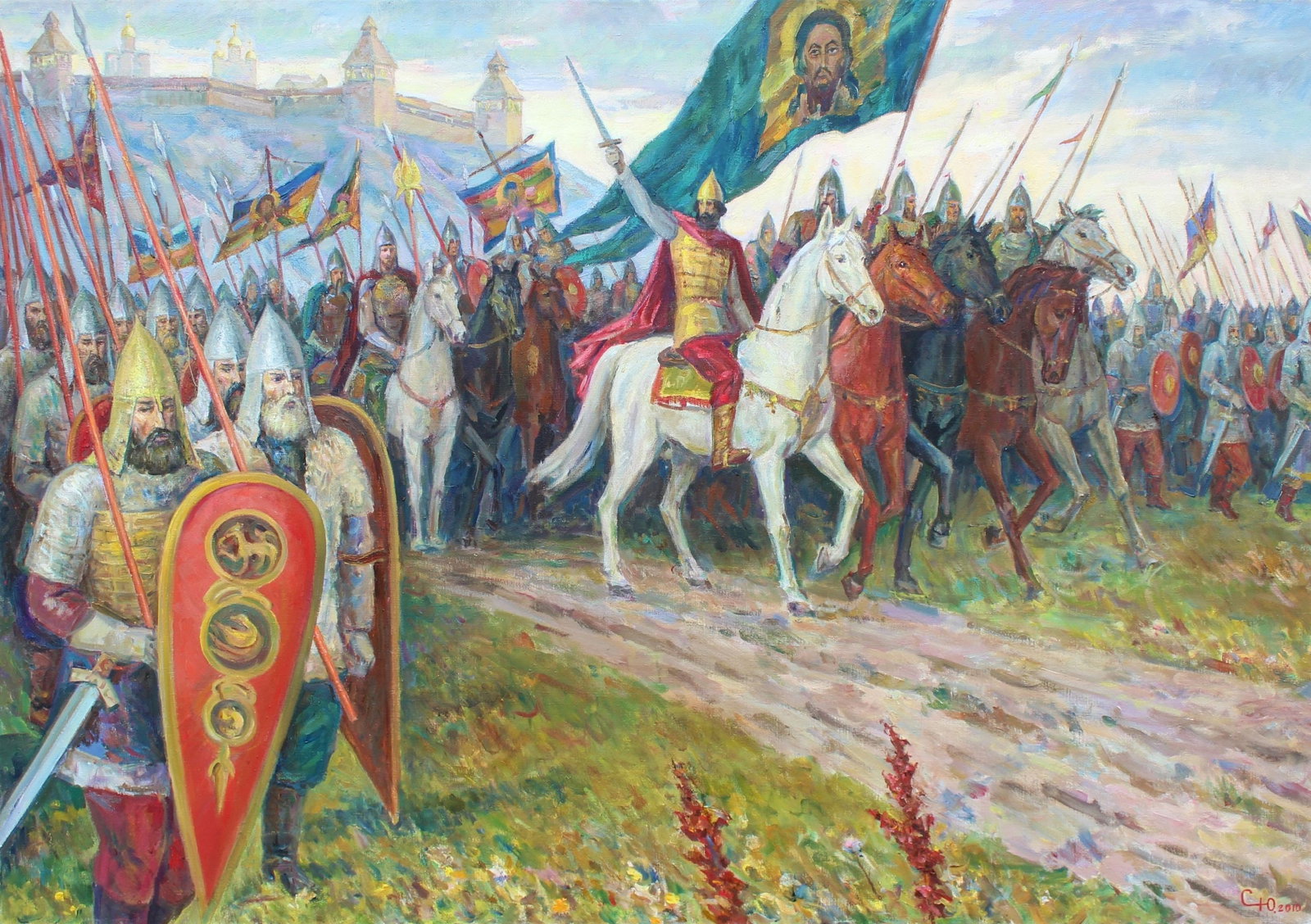 Sorokoletov Yuri (Ukrainian artist), "For the Kyiv", oil on canvas: Title: Sorokoletov Yuri (Ukrainian artist), "For the Kyiv", oil on canvas Description: ARTIST: Sorokoletov Yuri Gavrylovych, Ukrainian artist TITLE: "For the Kyiv" SIZE: 100 x 140 cm, (39 1/4 x 55 in.