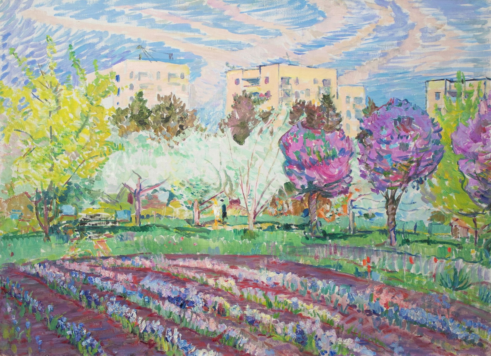 Gorodetska Inna (Ukrainian artist), "Early may", oil on canvas: Title: Gorodetska Inna (Ukrainian artist), "Early may", oil on canvas Description: ARTIST: Gorodetska Inna Oleksandrivna, Ukrainian artist TITLE: "Early may" SIZE: 73 x 100 cm, (28 3/4 x 39 1/4 in.) M