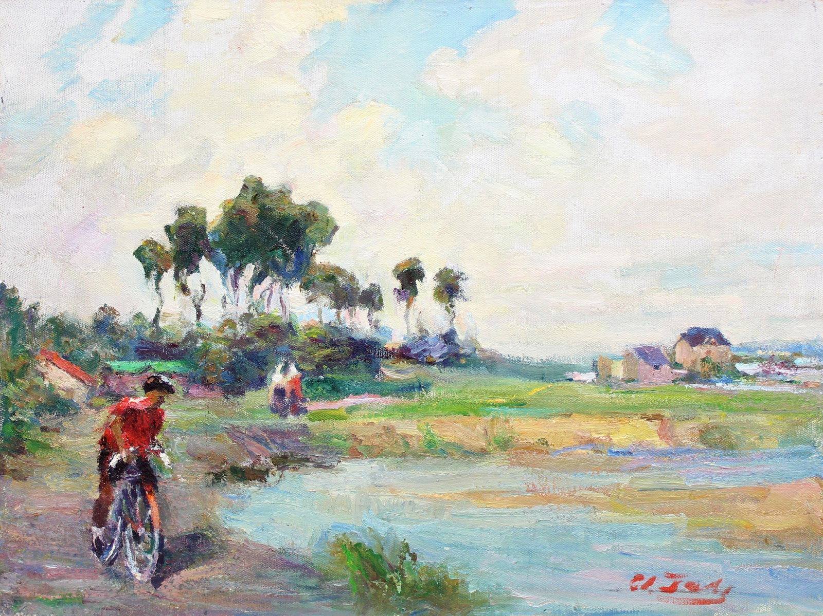Galaganov Ivan (Ukrainian artist), "Vacation", oil on canvas: Title: Galaganov Ivan (Ukrainian artist), "Vacation", oil on canvas Description: ARTIST: Galaganov Ivan Oleksiyovych, Ukrainian artist TITLE: "Vacation" SIZE: 62 x 79 cm, (24 2/4 x 31 in.) MEDIUM: oil