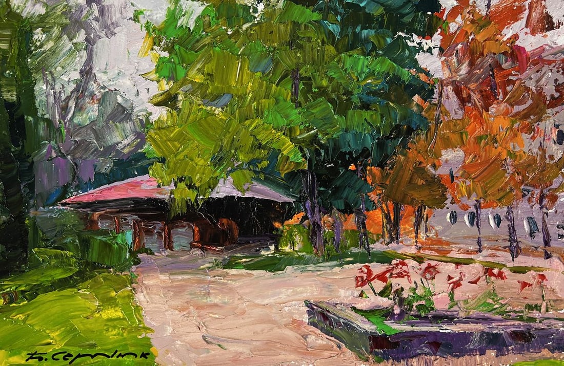 Oil painting A walk through the city park Boris Serdyuk - 3