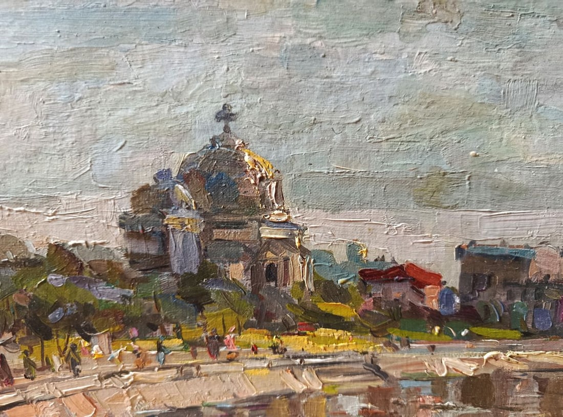 Oil painting The city embankment during the day Unknown artist - 10