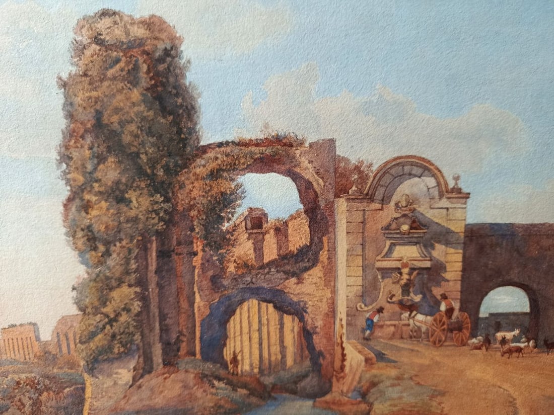 Pastel painting An ancient historical site Unknown artist - 4