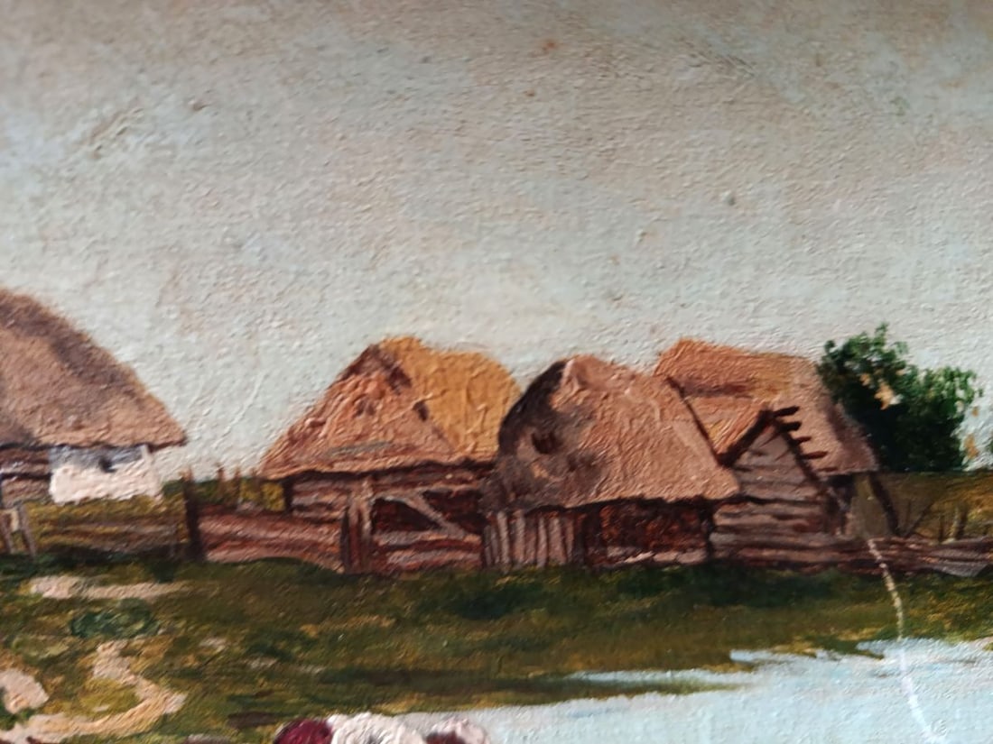 Oil painting Village by the river Unknown artist - 5